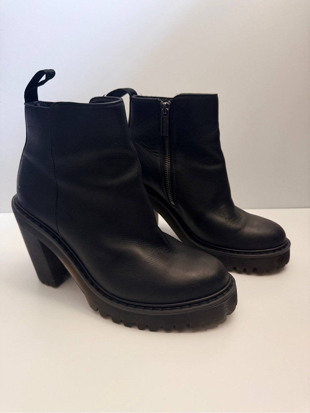Dr. Martens Black Leather Magdalena Platform Ankle Boots